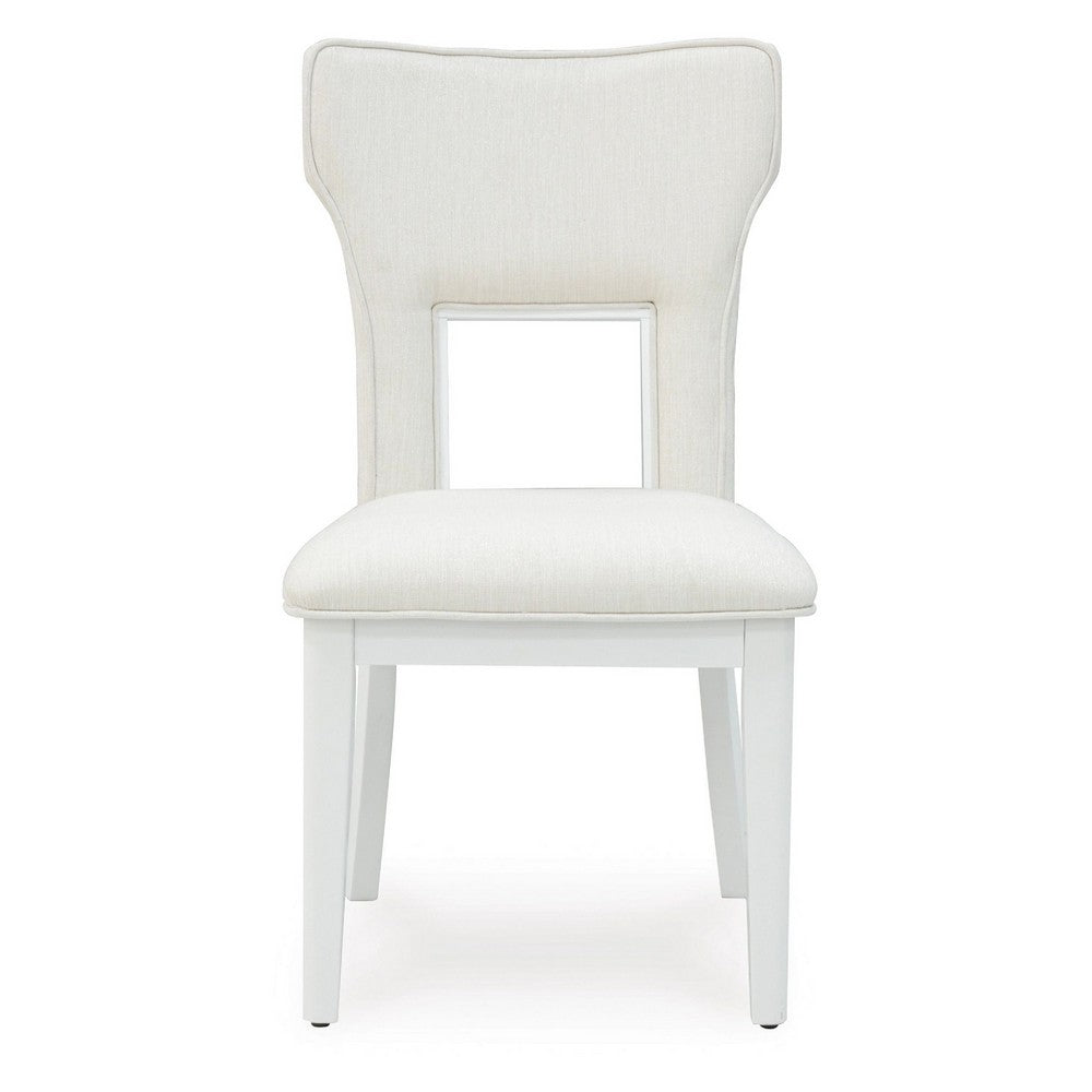 Canaal Dining Side Chair Set of 2 | White Padded Seat & Cutout Back
