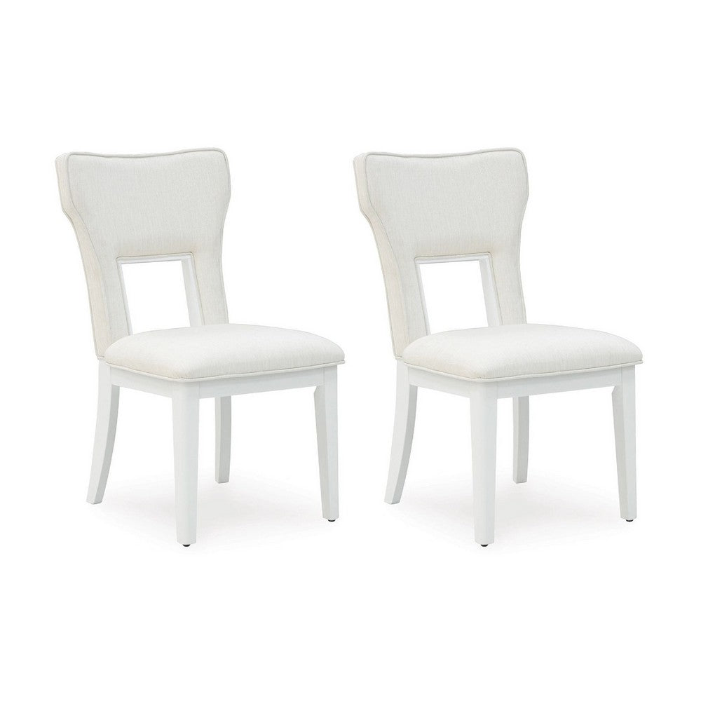 Canaal Dining Side Chair Set of 2 | White Padded Seat & Cutout Back