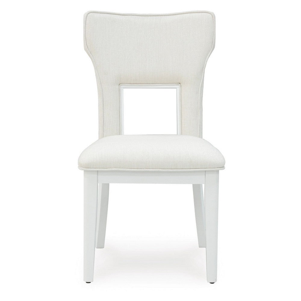 Canaal Dining Side Chair Set of 2 | White Padded Seat & Cutout Back