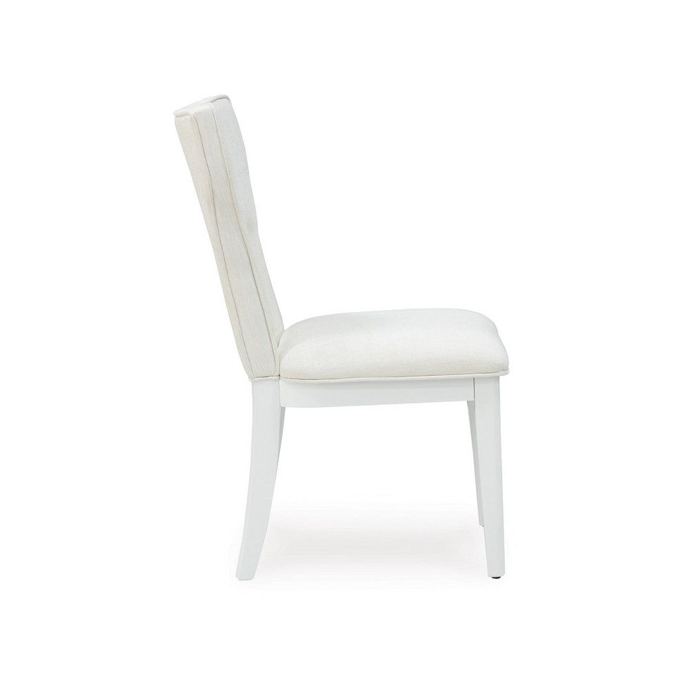 Canaal Dining Side Chair Set of 2 | White Padded Seat & Cutout Back
