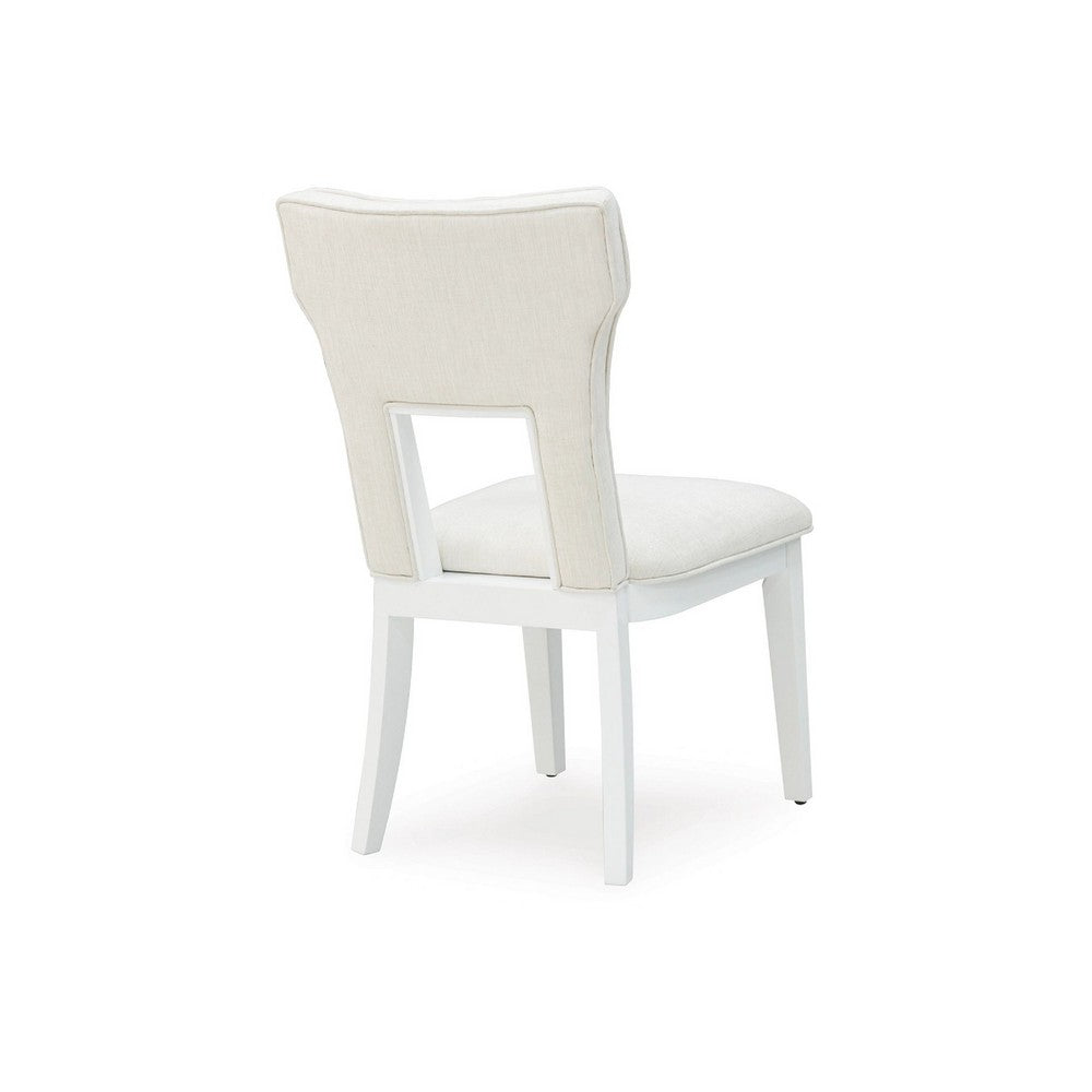 Canaal Dining Side Chair Set of 2 | White Padded Seat & Cutout Back