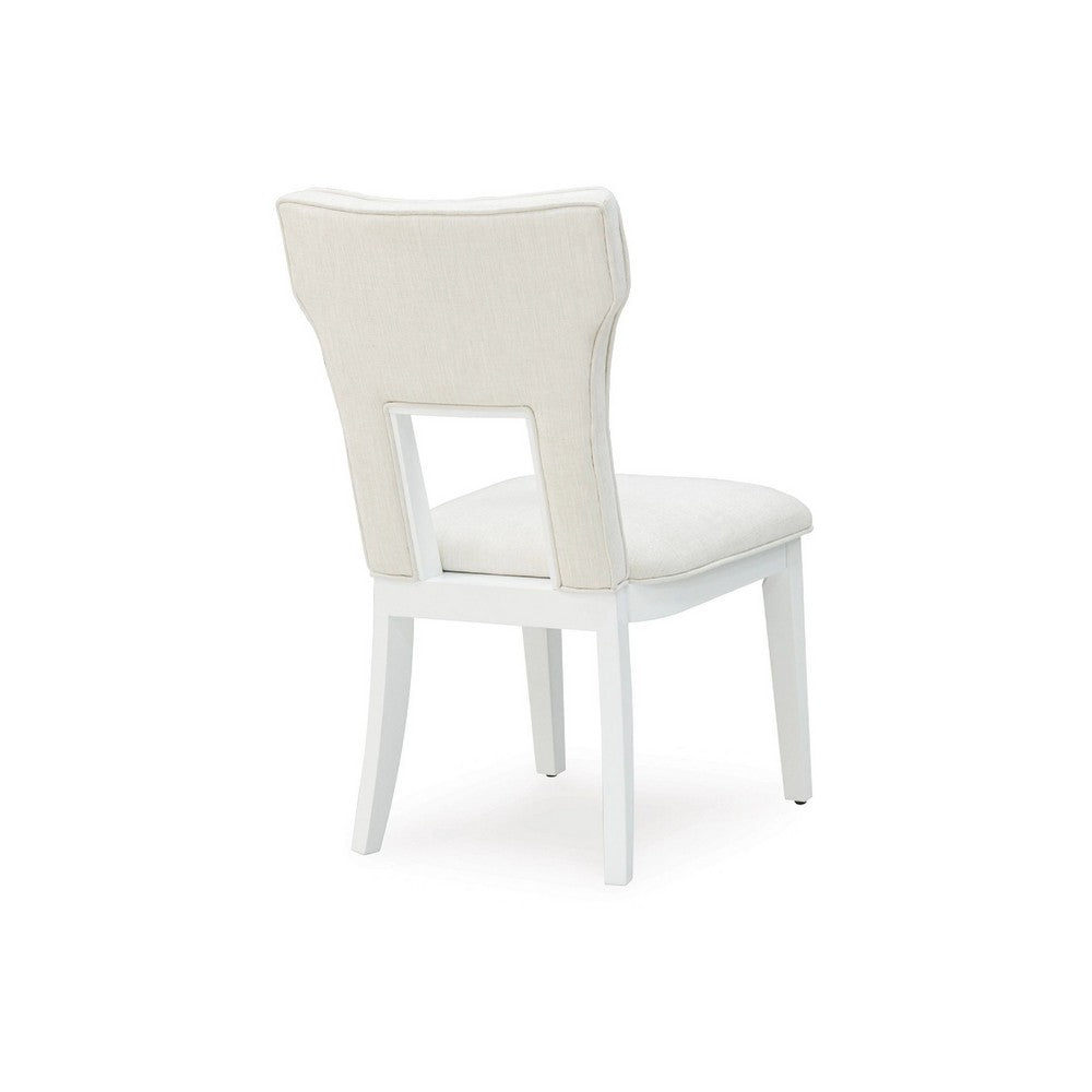 Canaal Dining Side Chair Set of 2 | White Padded Seat & Cutout Back