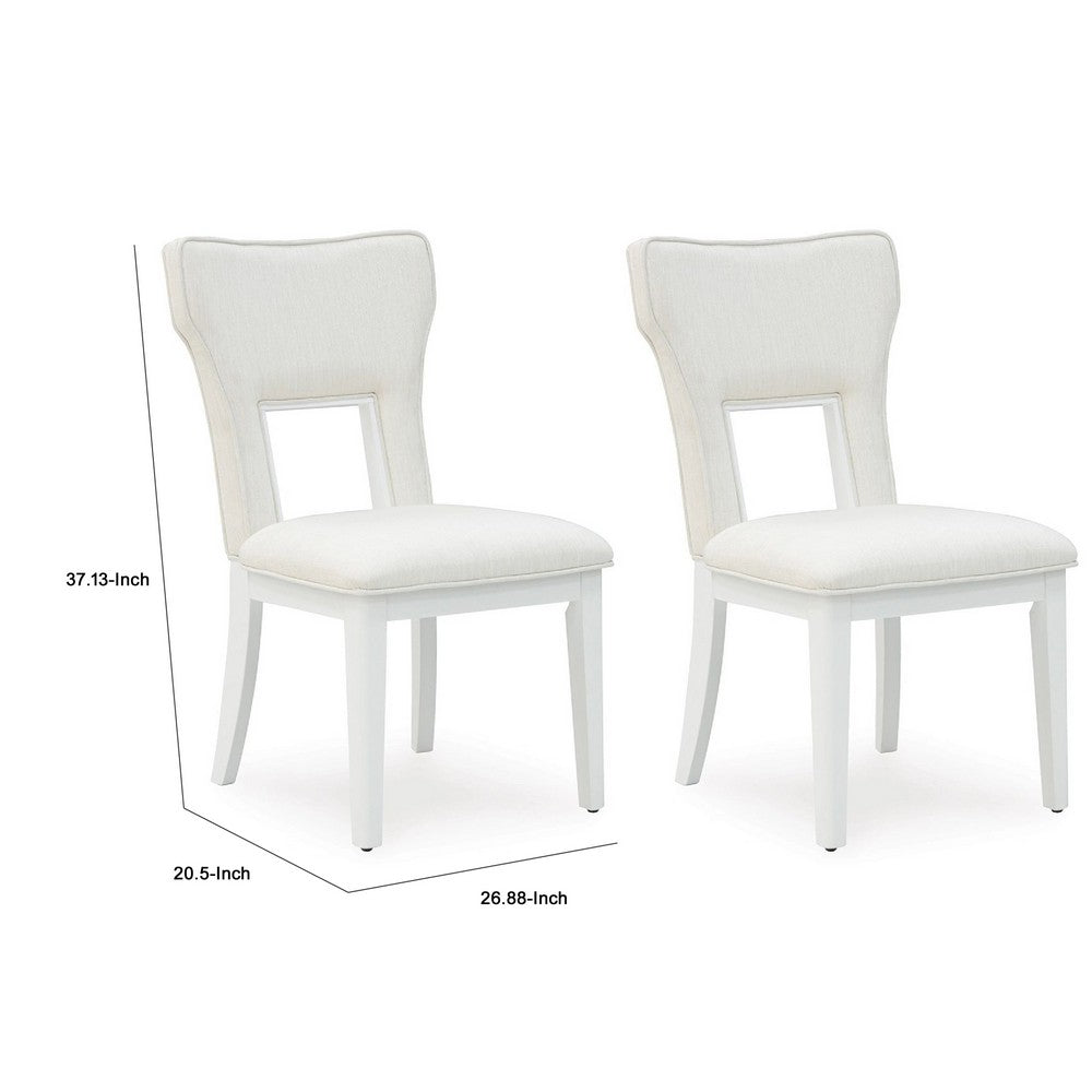 Canaal Dining Side Chair Set of 2 | White Padded Seat & Cutout Back