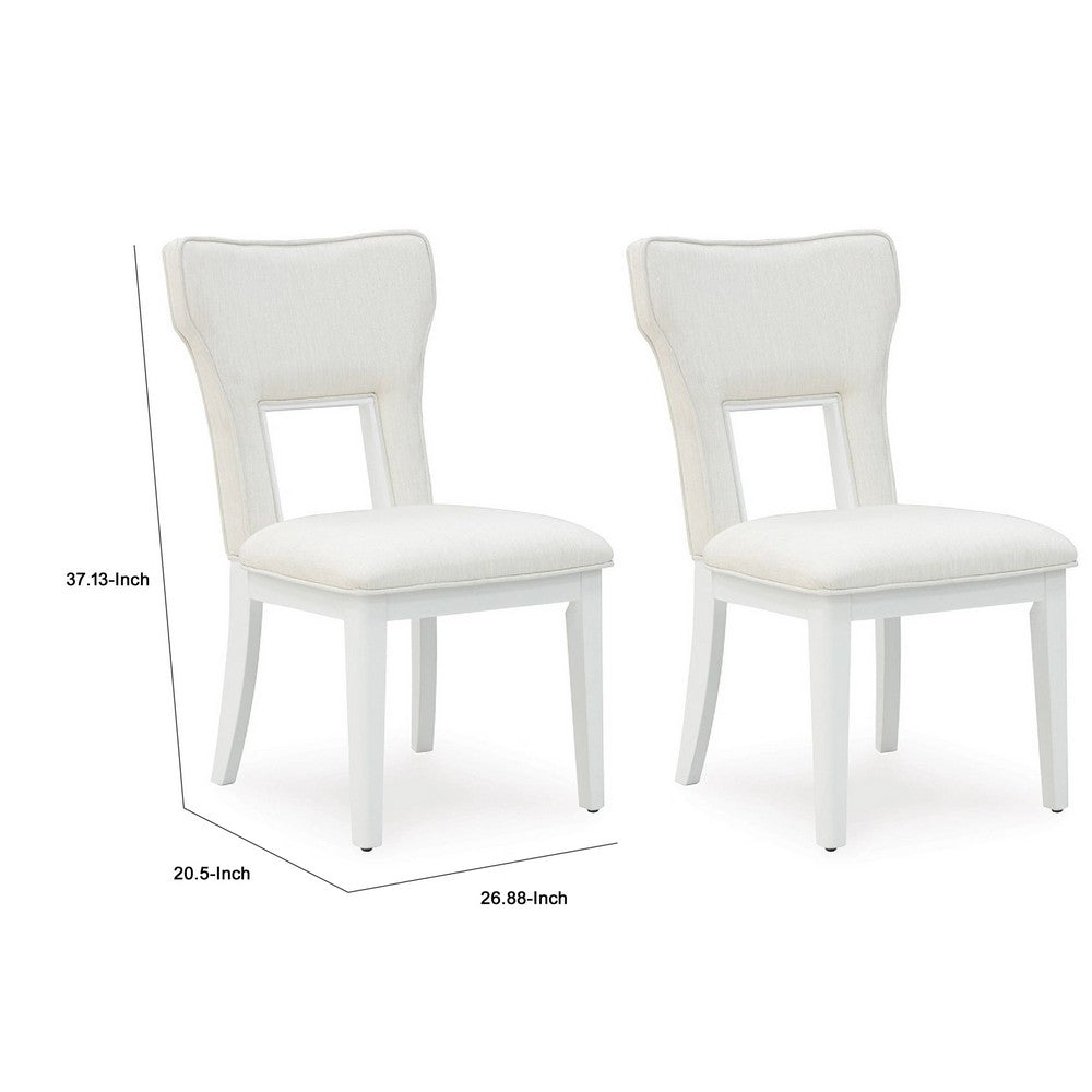 Canaal Dining Side Chair Set of 2 | White Padded Seat & Cutout Back