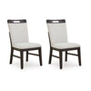 Nea Dining Side Chair Set of 2 | Dark Gray Wood Frame with White Cushions