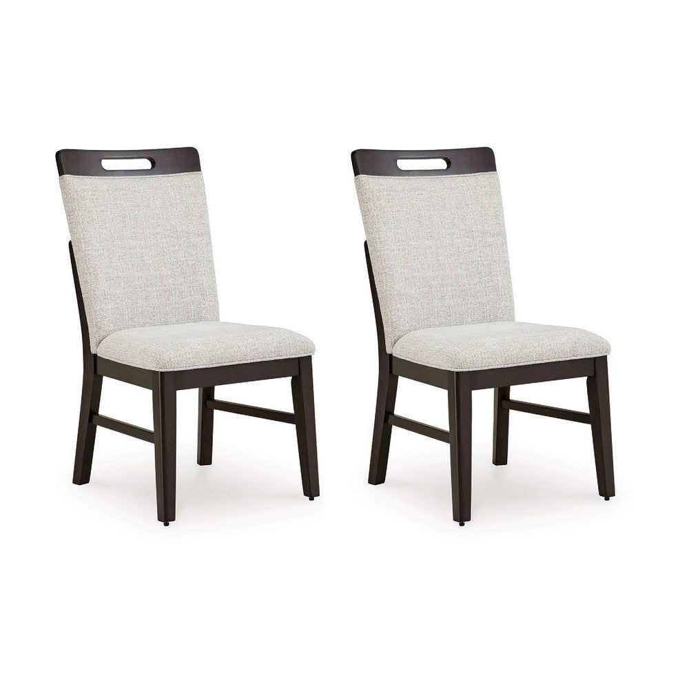 Nea Dining Side Chair Set of 2 | Dark Gray Wood Frame with White Cushions