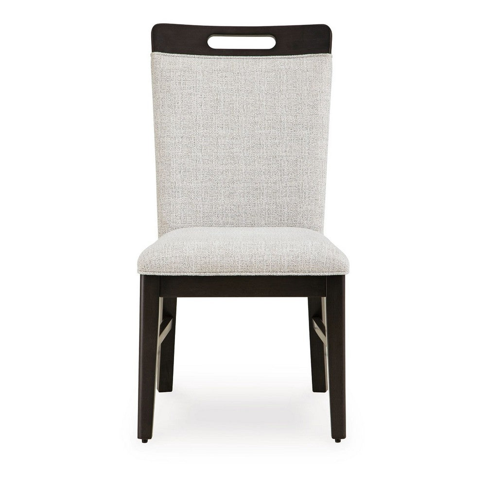 Nea Dining Side Chair Set of 2 | Dark Gray Wood Frame with White Cushions
