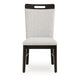 Nea Dining Side Chair Set of 2 | Dark Gray Wood Frame with White Cushions