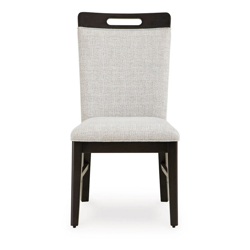 Nea Dining Side Chair Set of 2 | Dark Gray Wood Frame with White Cushions