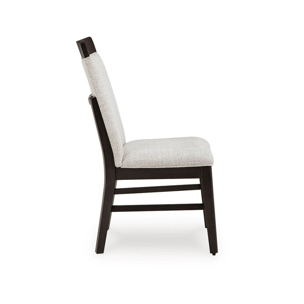 Nea Dining Side Chair Set of 2 | Dark Gray Wood Frame with White Cushions