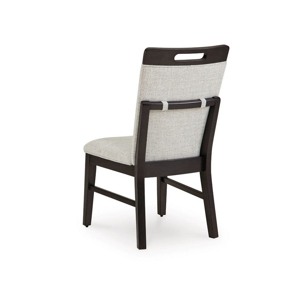 Nea Dining Side Chair Set of 2 | Dark Gray Wood Frame with White Cushions