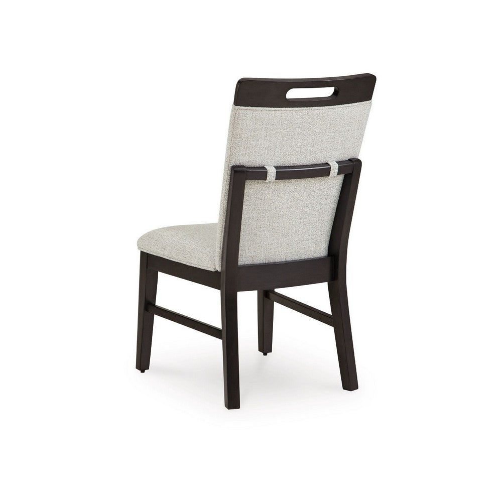 Nea Dining Side Chair Set of 2 | Dark Gray Wood Frame with White Cushions