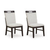 Nea Dining Side Chair Set of 2 | Dark Gray Wood Frame with White Cushions