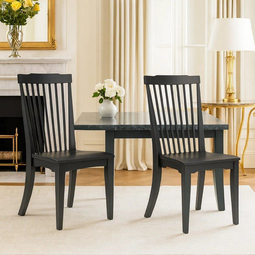 Seci Dining Side Chair Set of 2 | Spindle Back | French Black Finish