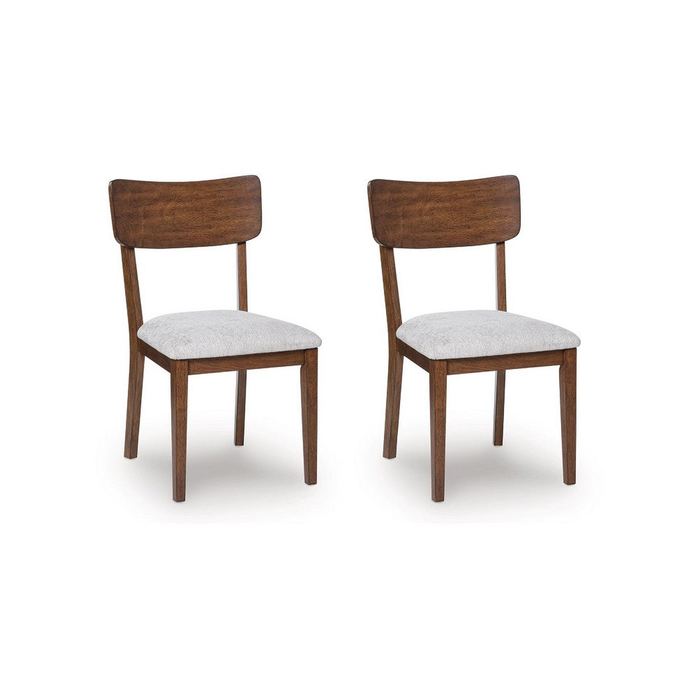 Dela Dining Side Chair Set of 2 | Light Gray Cushion | Brown Panel Back