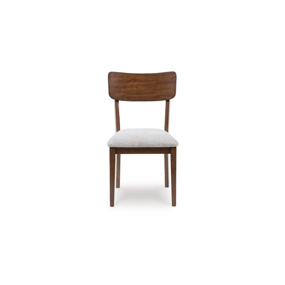 Dela Dining Side Chair Set of 2 | Light Gray Cushion | Brown Panel Back