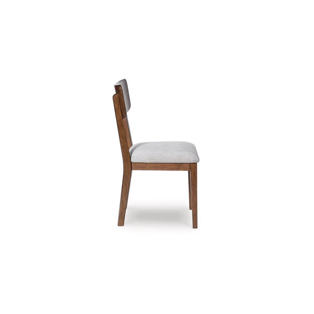 Dela Dining Side Chair Set of 2 | Light Gray Cushion | Brown Panel Back