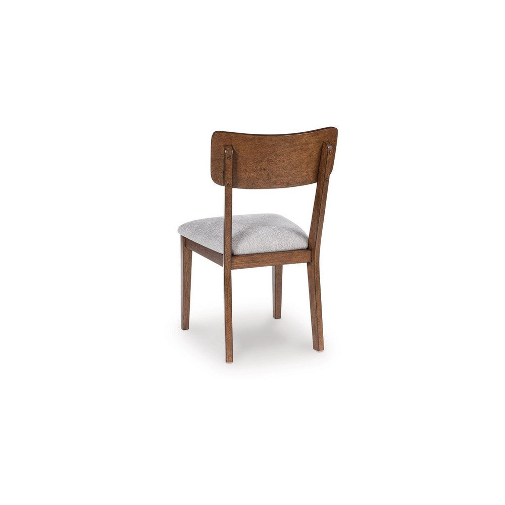 Dela Dining Side Chair Set of 2 | Light Gray Cushion | Brown Panel Back