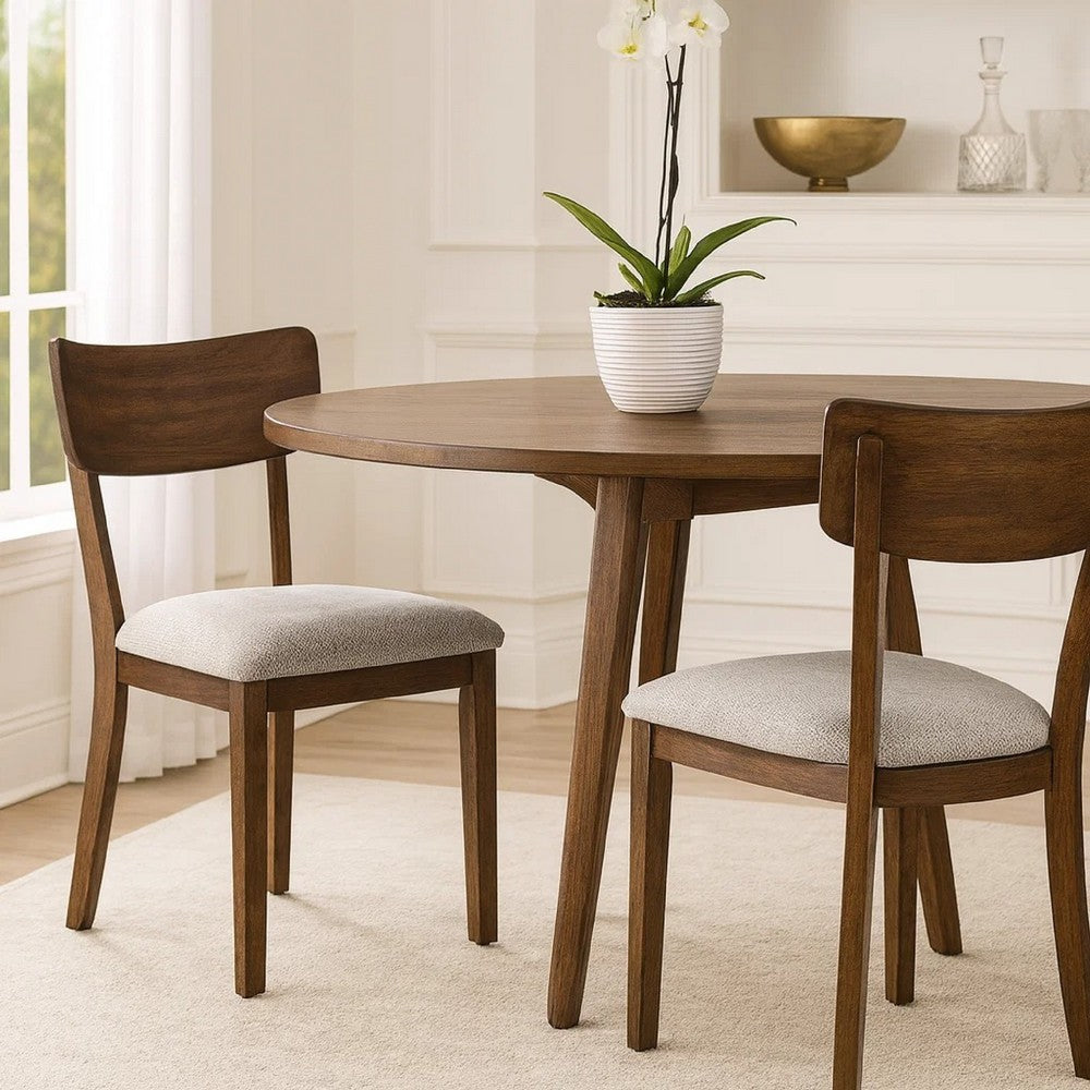 Dela Dining Side Chair Set of 2 | Light Gray Cushion | Brown Panel Back