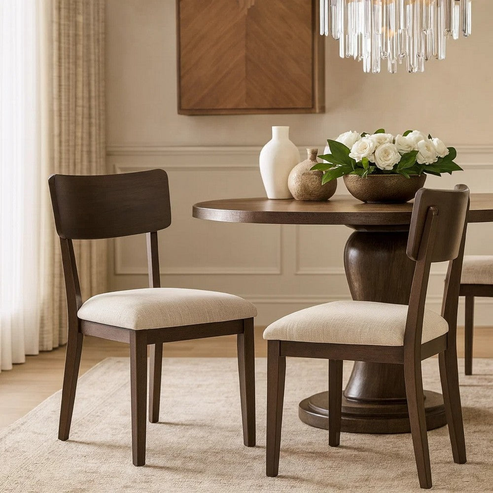 Maly Dining Side Chair Set of 2 | Light Gray Cushion | Black Panel Back
