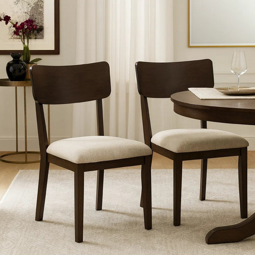 Maly Dining Side Chair Set of 2 | Light Gray Cushion | Black Panel Back