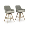 Yami Swivel Barstool Set of 2 | Gray Cushions & Wicker Woven Back