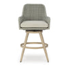 Yami Swivel Barstool Set of 2 | Gray Cushions & Wicker Woven Back
