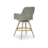 Yami Swivel Barstool Set of 2 | Gray Cushions & Wicker Woven Back