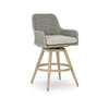 Yami Swivel Barstool Set of 2 | Gray Cushions & Wicker Woven Back