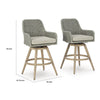 Yami Swivel Barstool Set of 2 | Gray Cushions & Wicker Woven Back