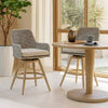 Yami Swivel Barstool Set of 2 | Gray Cushions & Wicker Woven Back