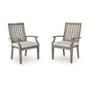 Inaya Outdoor Armchair Set of 2 | Gray Cushion | Brown Spindle Back Frame