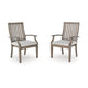 Inaya Outdoor Armchair Set of 2 | Gray Cushion | Brown Spindle Back Frame
