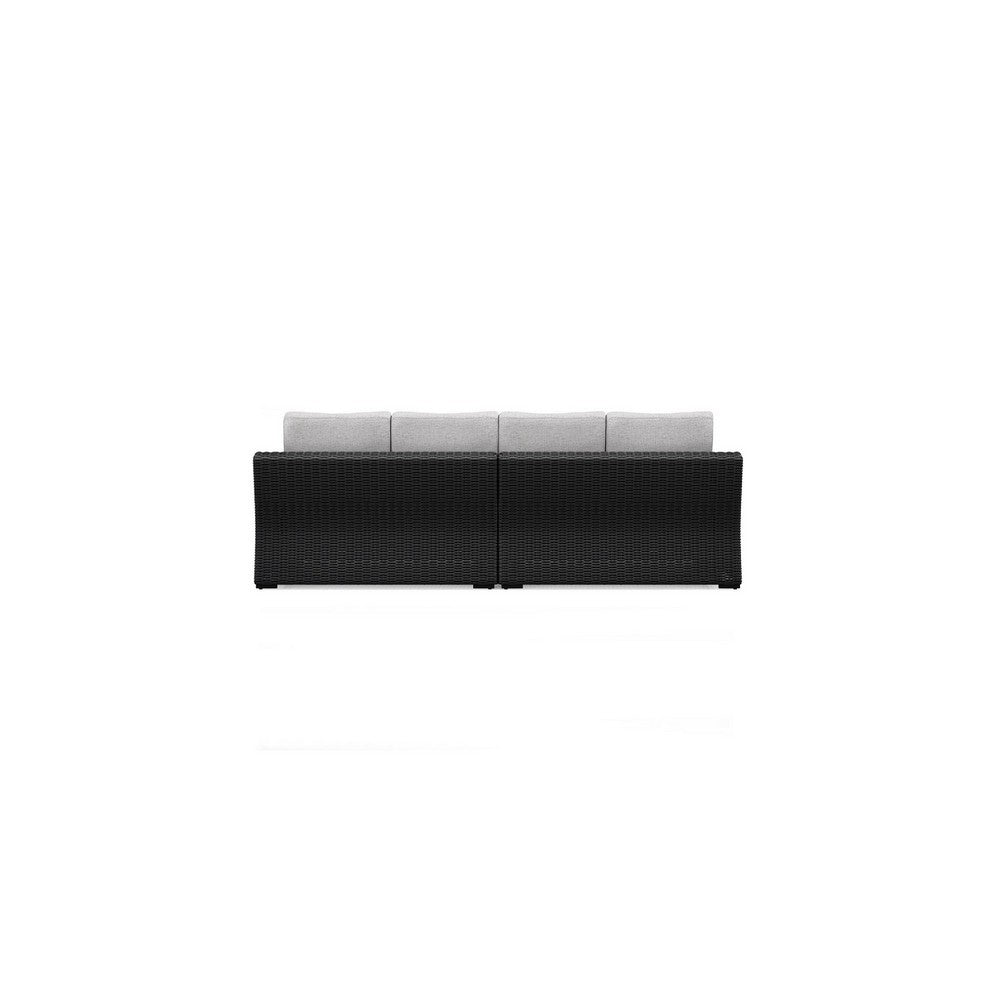 Tira 2pc Outdoor 4 Seater Modular Sofa | 4 Pillows | Gray Cushions