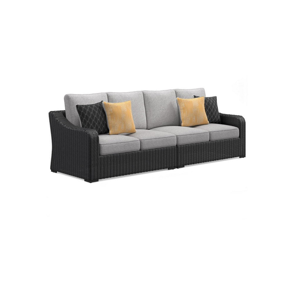 Tira 2pc Outdoor 4 Seater Modular Sofa | 4 Pillows | Gray Cushions