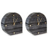 Jexy Decorative Table Clock Set of 2 | Black Gray Marble with Gold Accents