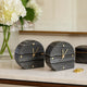 Jexy Decorative Table Clock Set of 2 | Black Gray Marble with Gold Accents