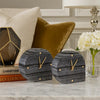Jexy Decorative Table Clock Set of 2 | Black Gray Marble with Gold Accents