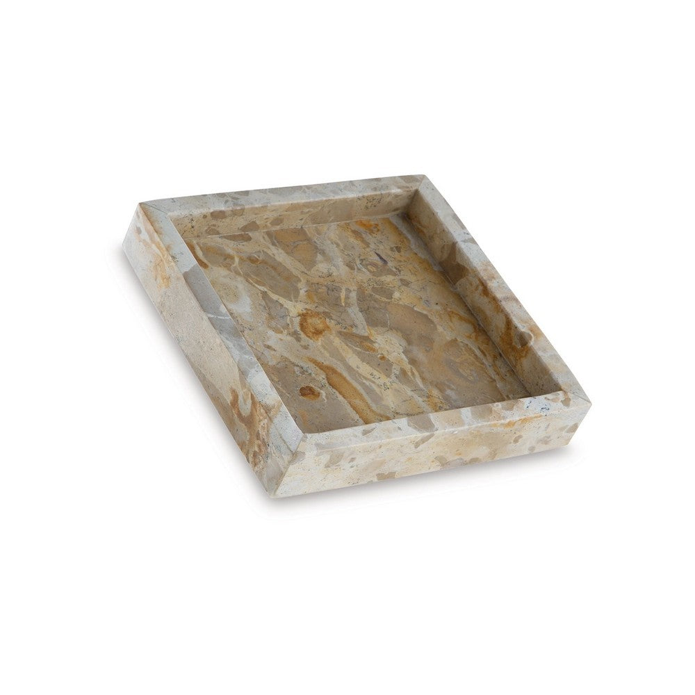 Hexy Decorative Accessory Tray Set of 2 | Light Beige Marble Finish