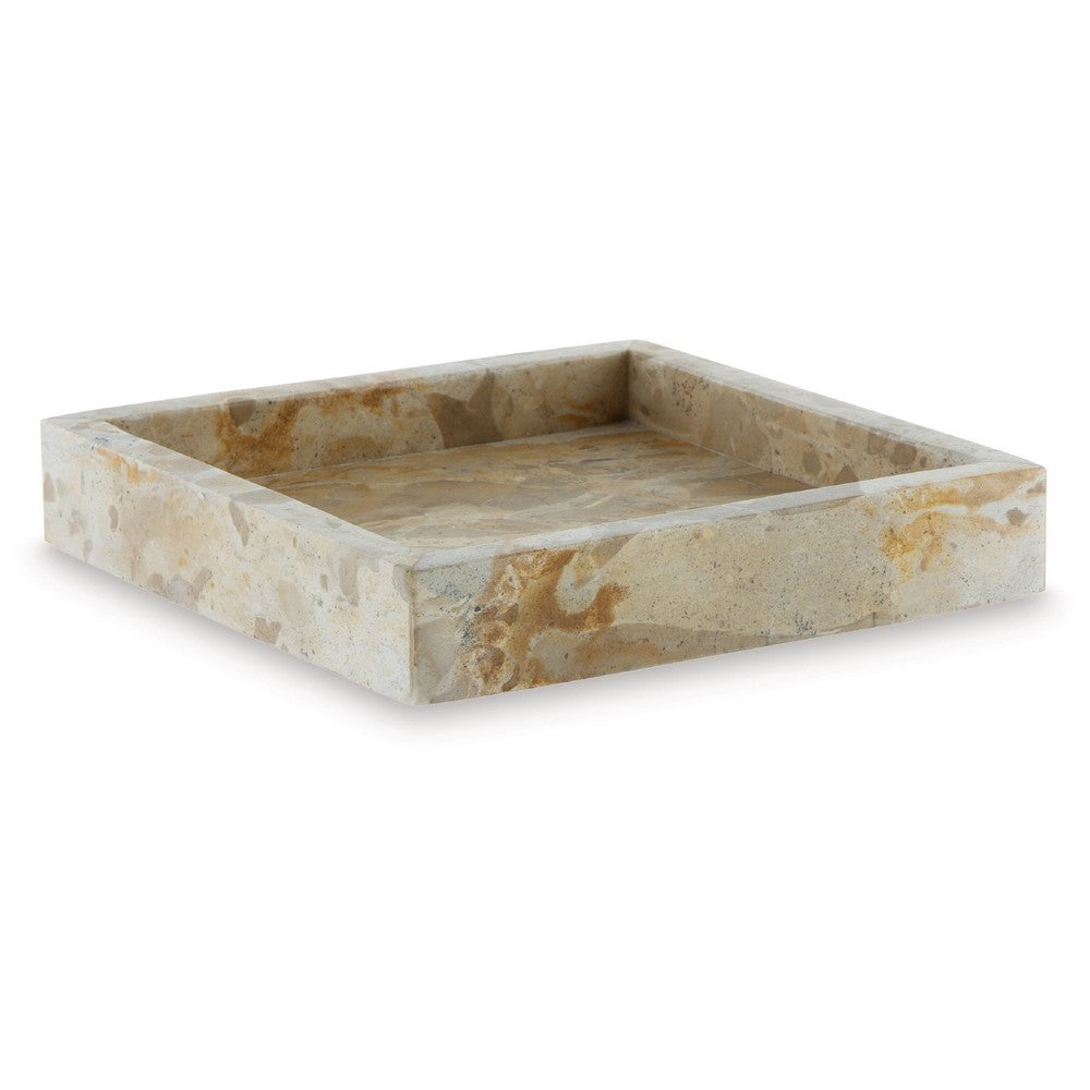 Hexy Decorative Accessory Tray Set of 2 | Light Beige Marble Finish
