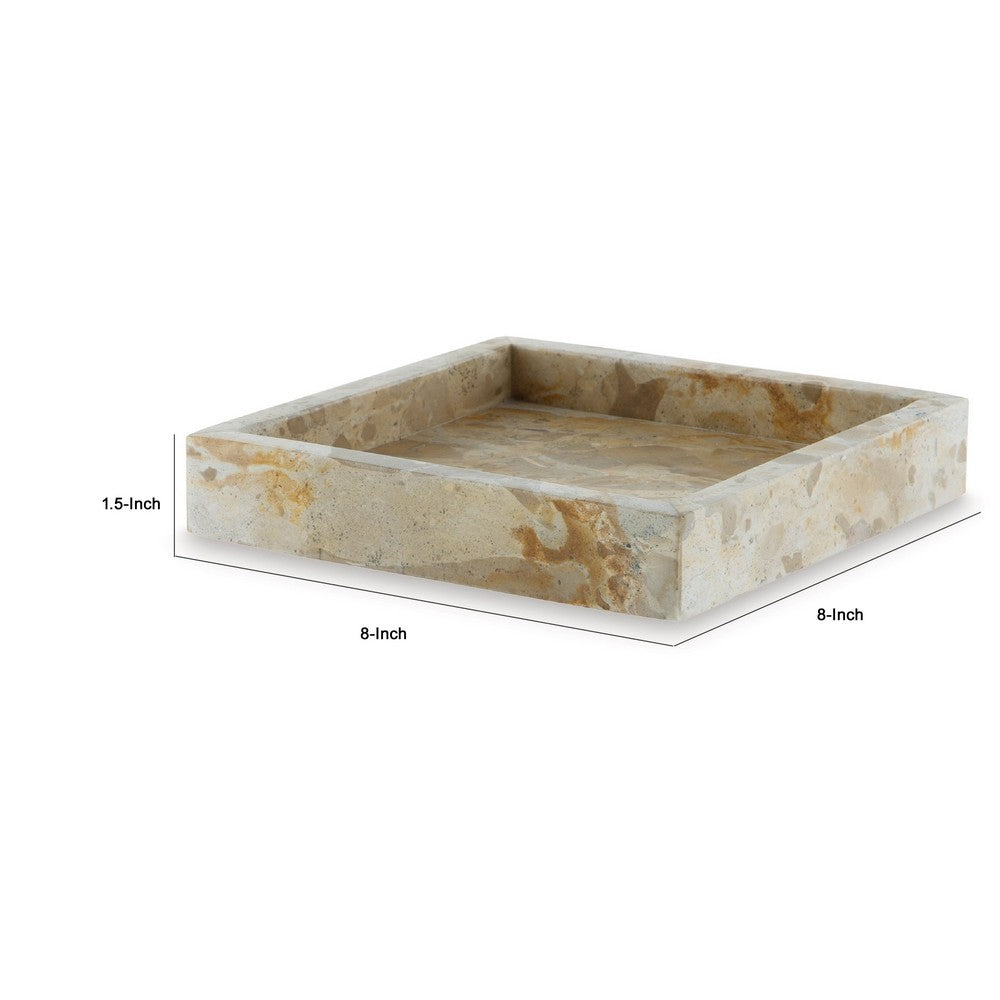 Hexy Decorative Accessory Tray Set of 2 | Light Beige Marble Finish