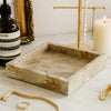 Hexy Decorative Accessory Tray Set of 2 | Light Beige Marble Finish