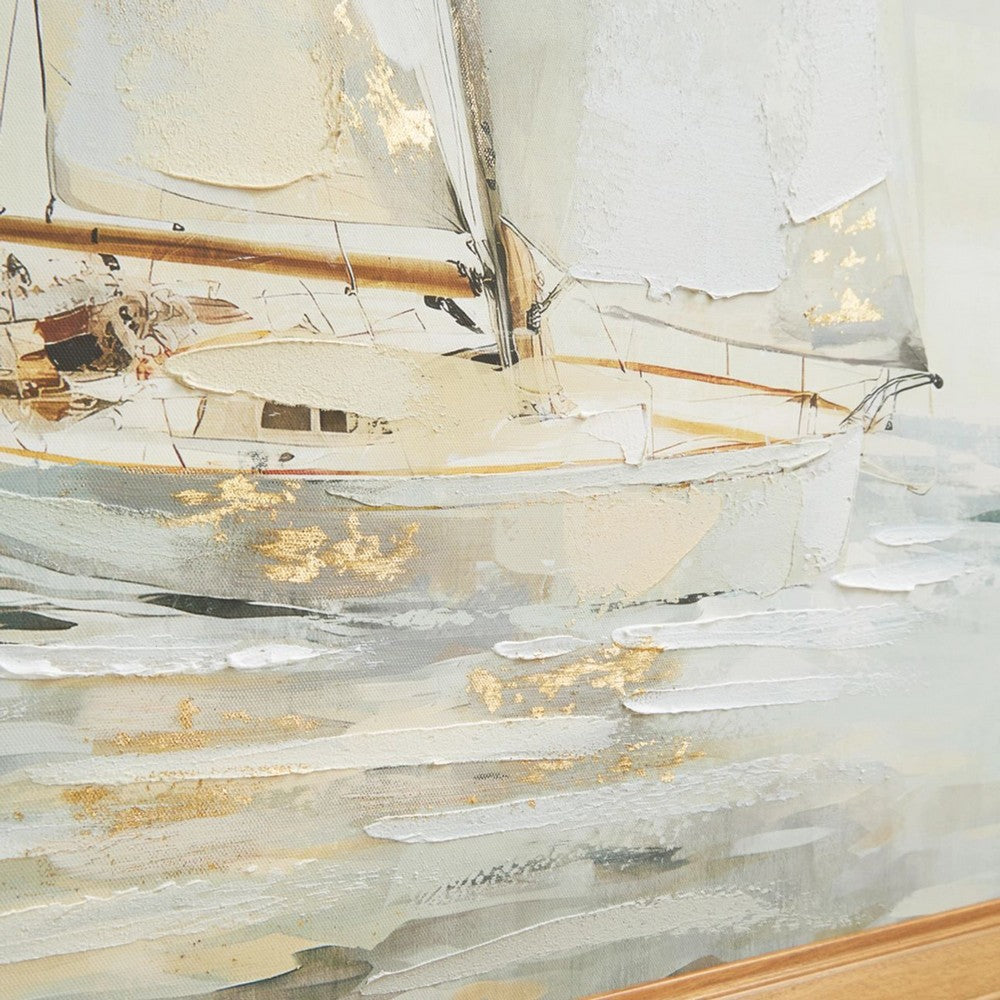 Wemo Decorative Wall Art Set of 2 | White Scenic Boat Sailing at Dawn