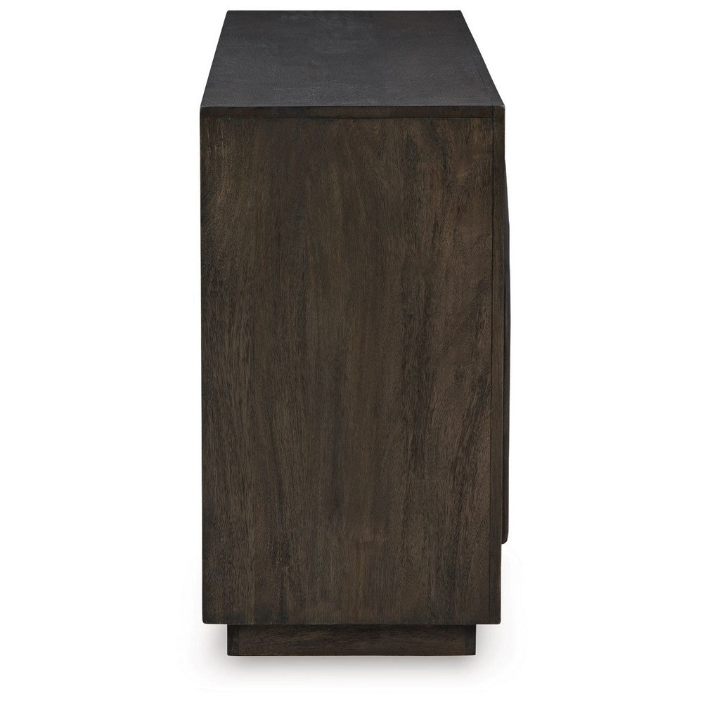 Lero Accent Sideboard Cabinet | 4 Arched Glass Doors | Dark Brown 62"