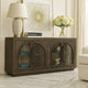 Lero Accent Sideboard Cabinet | 4 Arched Glass Doors | Dark Brown 62"