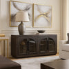 Lero Accent Sideboard Cabinet | 4 Arched Glass Doors | Dark Brown 62"