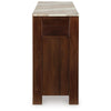 Texy Brown Accent Buffet Cabinet | 68" Taupe Marble Top | 4 Sliding Doors