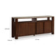 Texy Brown Accent Buffet Cabinet | 68" Taupe Marble Top | 4 Sliding Doors