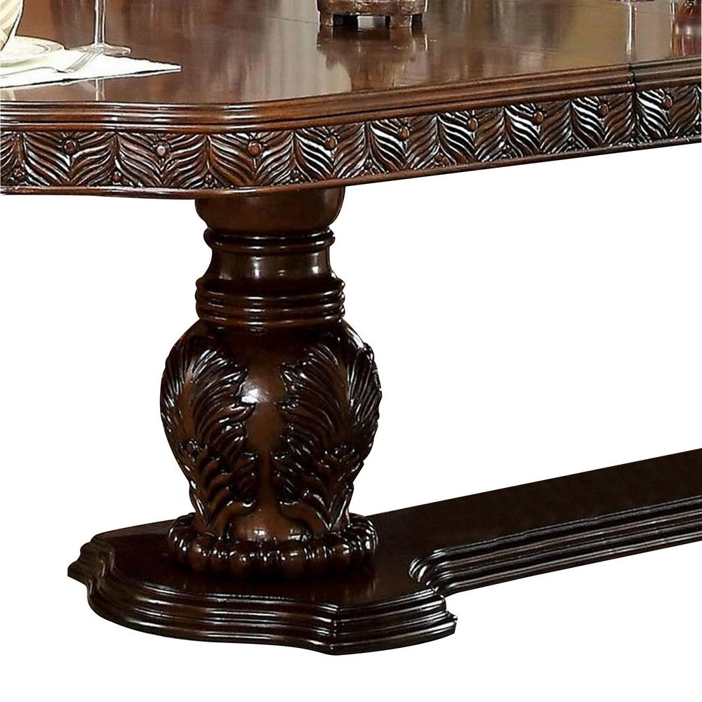 Faya Dining Table | 76-112" Extendable | Cherry Brown Solid Wood