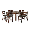 Dicky 8pc Counter Height Dining Table Set with Bench | Cherry Brown